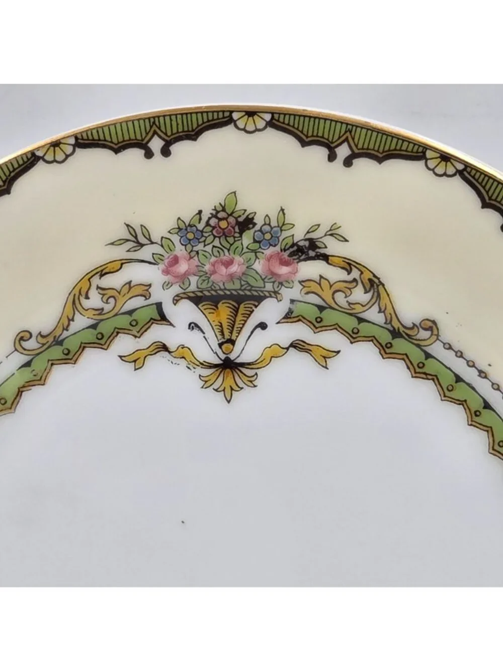 Noritake Penelope Set of 2 Bread and Butter Plates Green Pink Roses Gold Trim